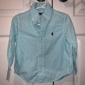 Polo Teal strip long sleeve